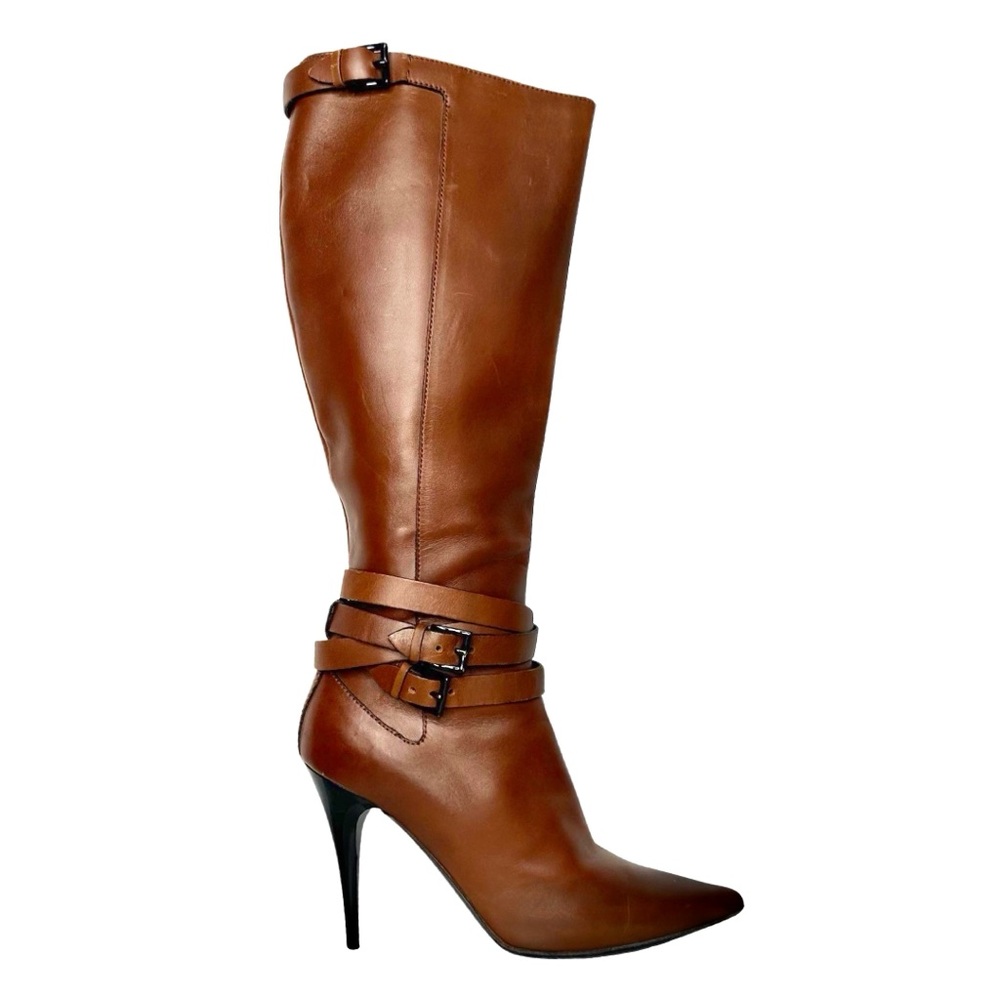 BURBERRY brown boots pointed toes ankle straps sz 37 1/2